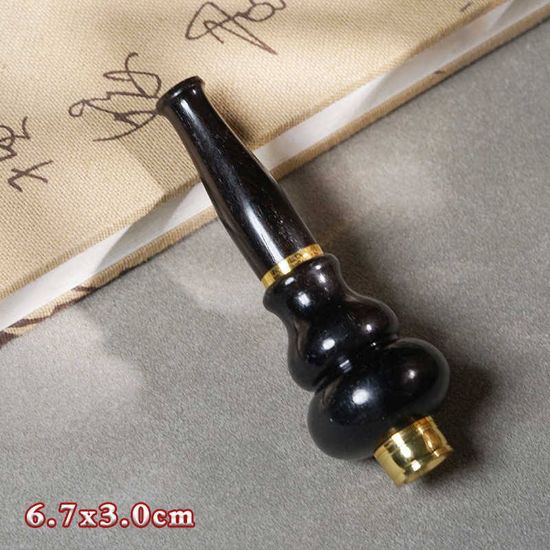 红木葫芦烟嘴过滤烟嘴血檀黑檀木雕刻过滤嘴可清洗檀木烟斗礼品|undefined