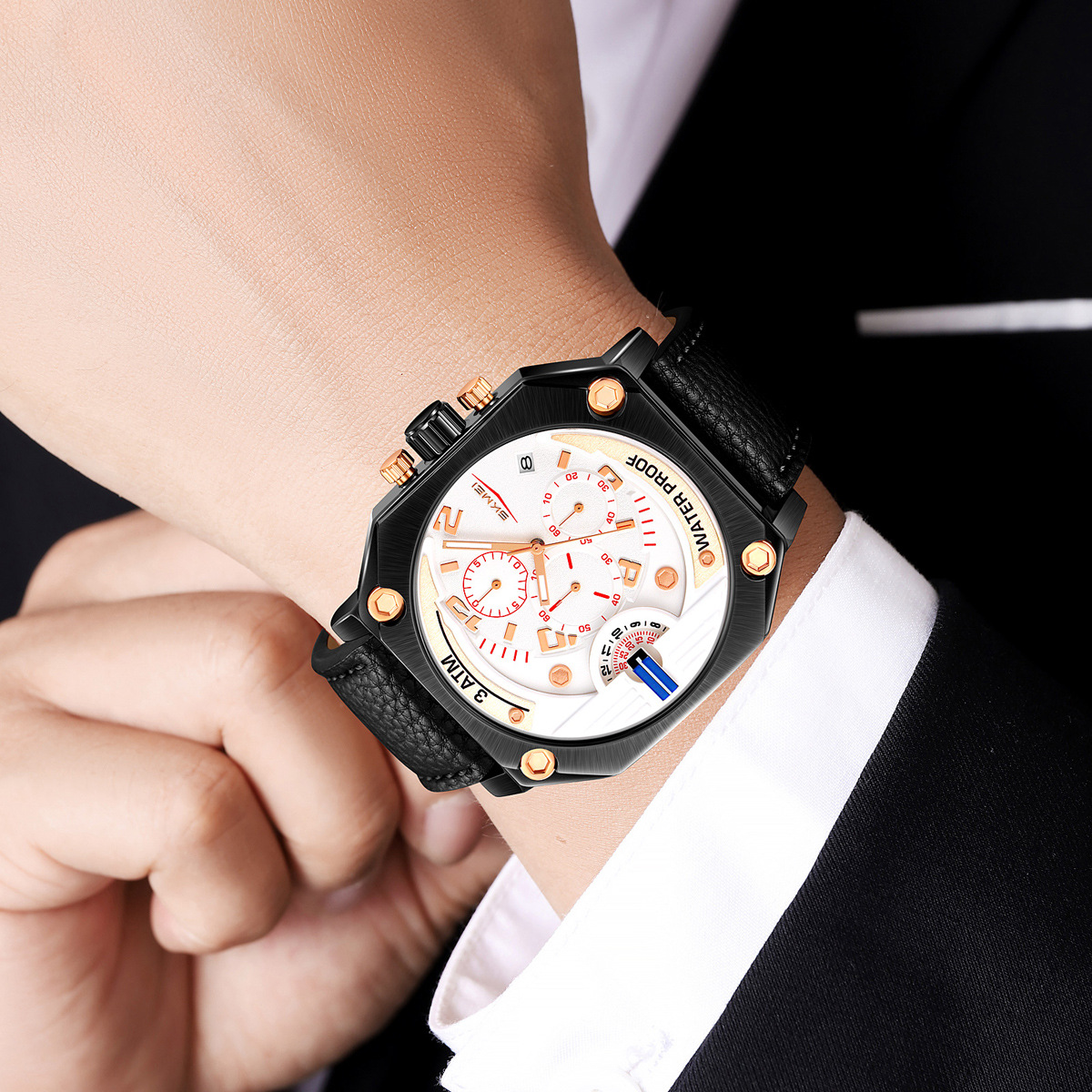 Reloj de cuarzo multifuncional nocturno impermeable para hombres, reloj de cuarzo transfronterizo para la fábrica de origen