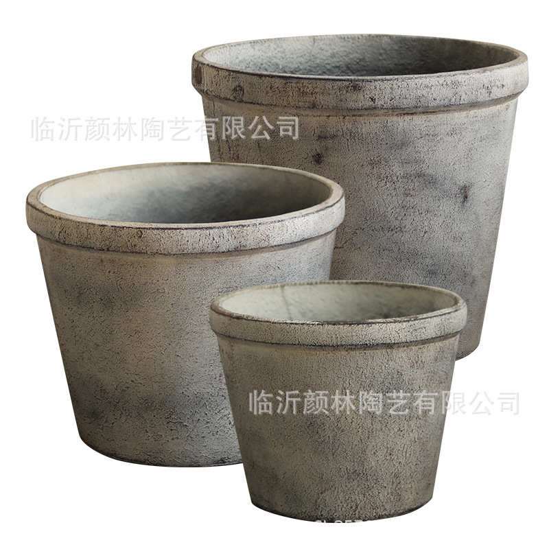 Grandes macetas de magnesio de barro abiertas balcón retro suelo verde maceta de plantación sala de estar hotel paisaje decoración
