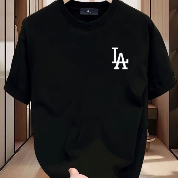 トレンディなブランドメンズ新しい夏の綿メンズ半袖Tシャツルーズカジュアルラウンドネックライト高級ハンサム半袖トップレター|undefined