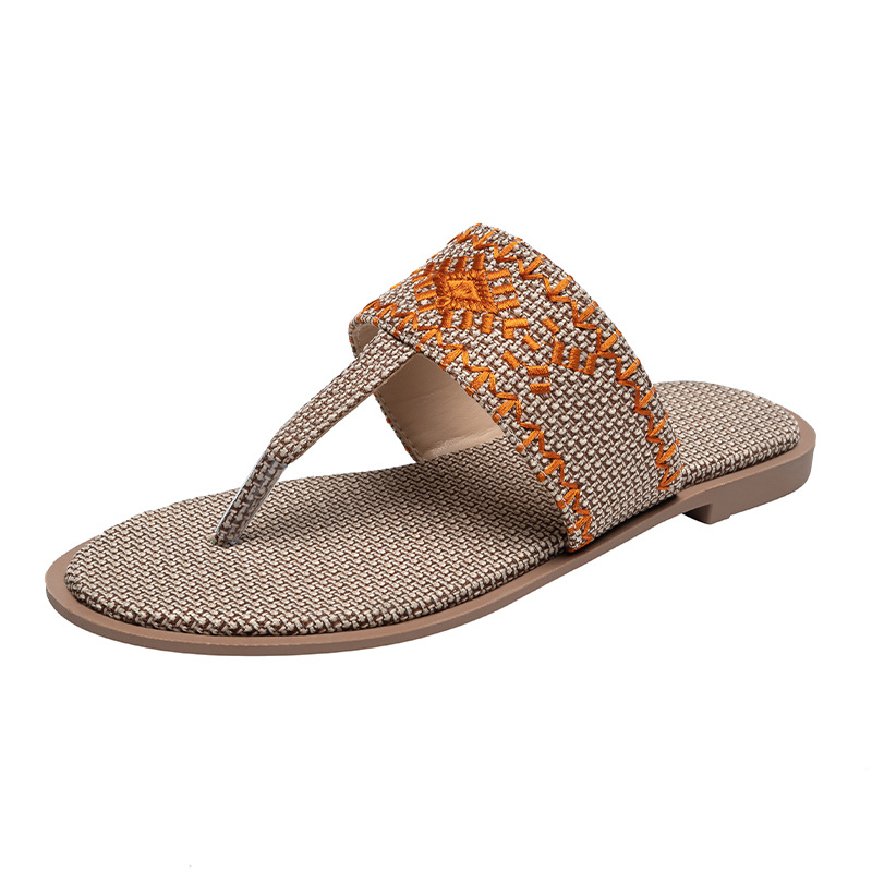 Cfxxy-149 žabky zahraničního obchodu, módní výšivky, pantofle, dámské pantofle, plážové lněné sandály, dámské boty_voghion.com