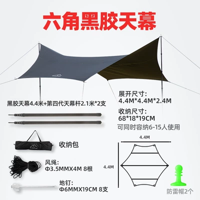 hard camping accessories with pole — Avtomobil yan çətirləri - 21-m-thimble-cap-2-sets-of-black-rubber-canopy-lever-lockcarbon-fiber
