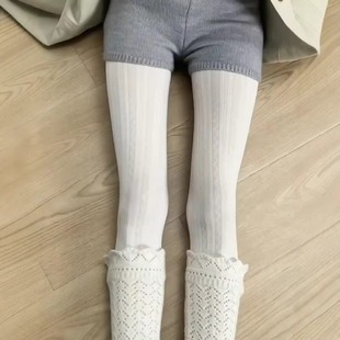 Grey Velvet Leggings Elastic Retro Wavy Pantyhose Spring and Autumn Threaded brown Pantyhose Simple All-Match