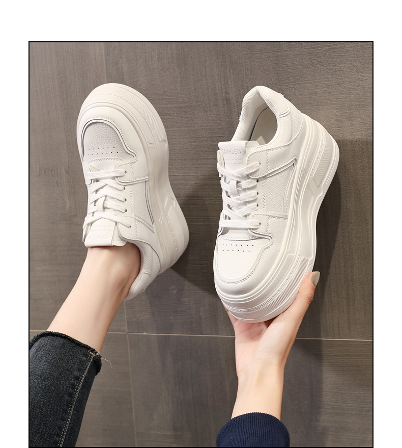 Giày sneaker nữ đế dày platform tăng chiều cao 8 cm phong cách casual — đen chi tiết 14