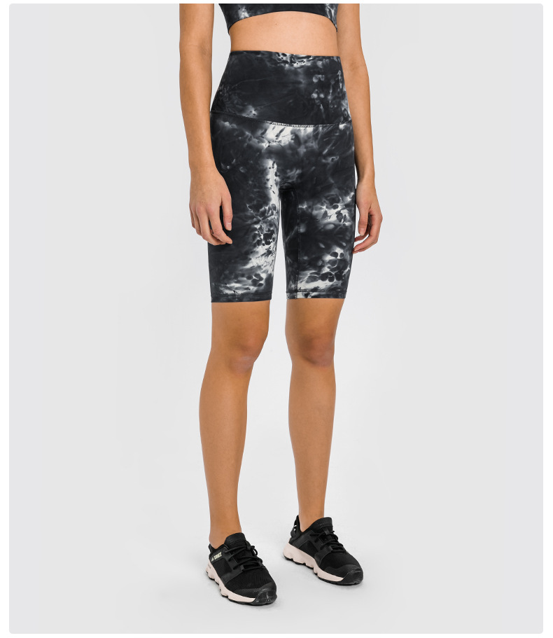 shorts de yoga con cintura alta y estampado tie-dye NSDQF127115