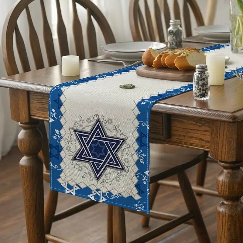 Transfronterizo nuevo Hanukkah camino de mesa de lino impreso mantel hogar Decoración sofá fiesta Festival atmósfera Decoración