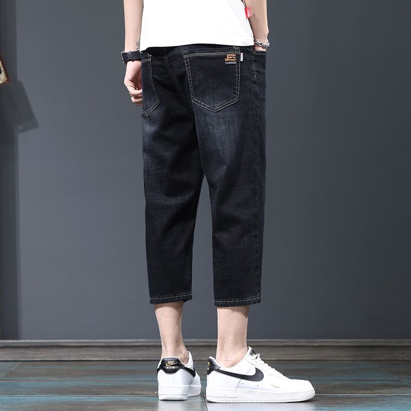 Jeans Men's 2025 New Spring and Autumn Youth Slim-fit Small Leg Casual Stretch Straight Cropped Pants