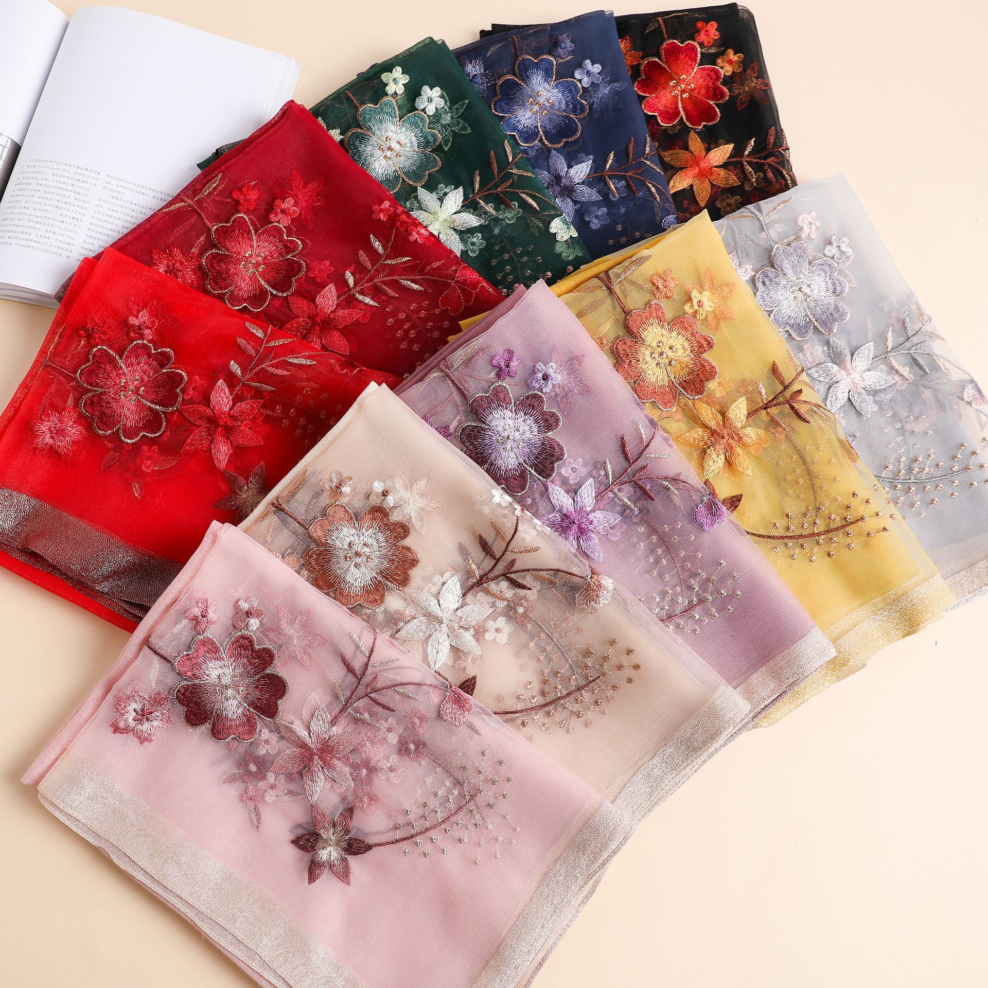Demi-season silk elegant scarf