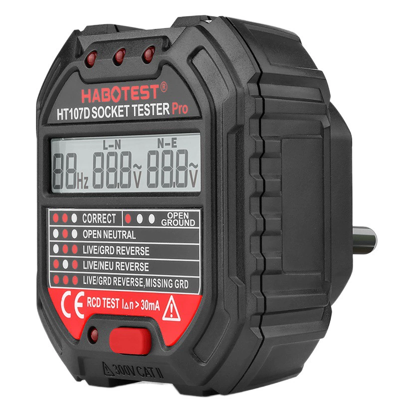 Заводской магазин HABOTEST HT107D, многофункциональный цифровой дисплей, тестер розеток, вилка детектора заземления для электрика