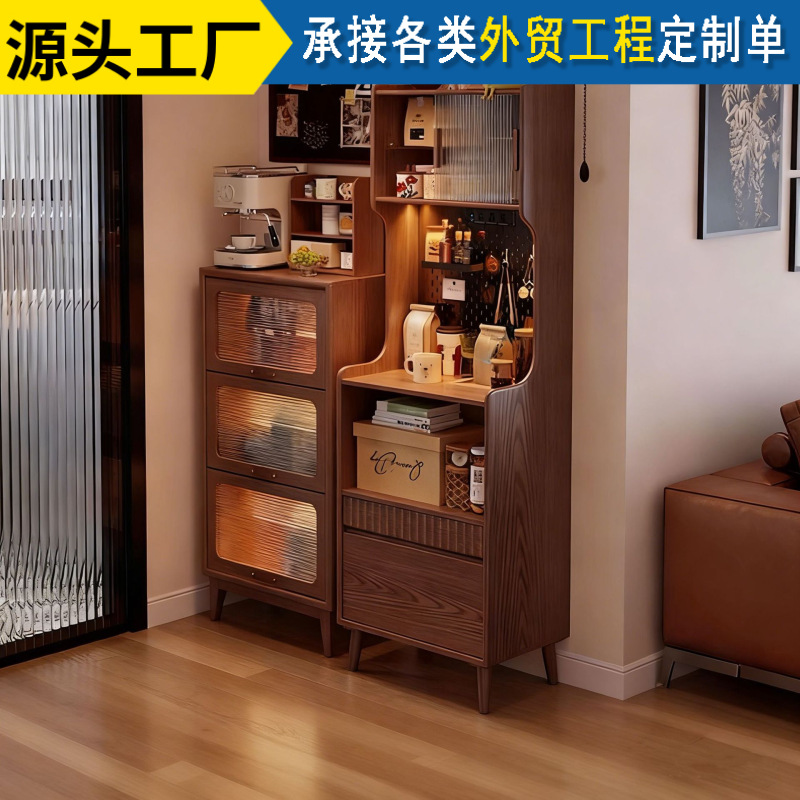 Solid Wood Sideboard Coffee Cabinet Small Kitchen Integrated Wall Storage Cabinet Home Storage Cabinet Narrow Tea Cabinet