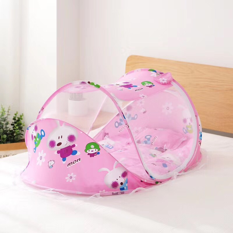 Cross-Border explosion baby mosquito net new baby folding mosquito net bed with cotton pad children's cartoon anti-mosquito bed wholesale