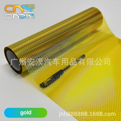 Car headlight protective film Light Film Laser Honeycomb Tail - golden-03-8m