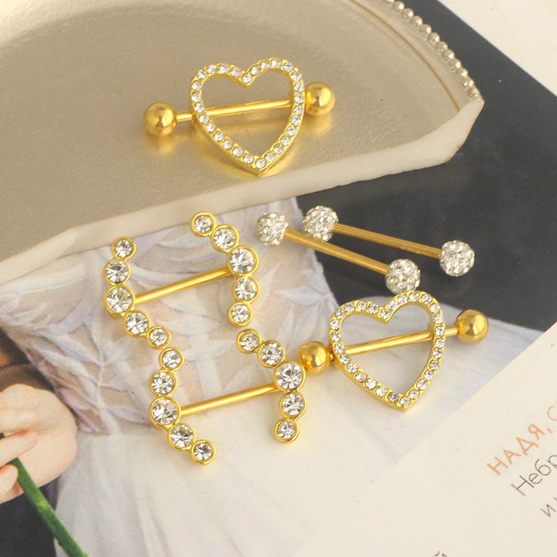 3 Pairs Rose Gold Nipple Ring Set Stainless Steel Geometric Nipple Jewelry for Men Women detail image 19