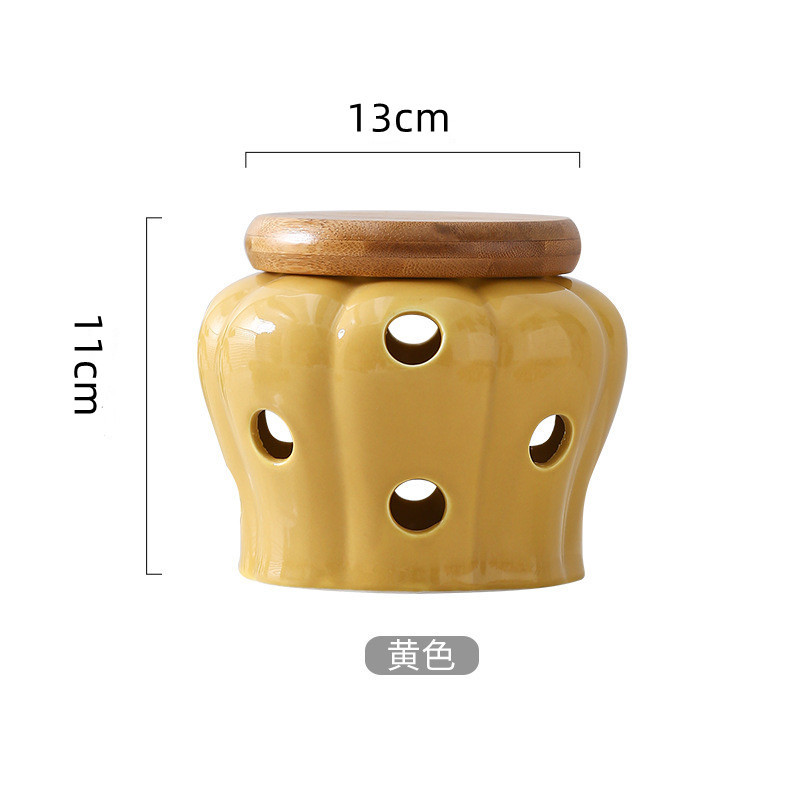 Jarra de almacenamiento de cerámica hueca transfronteriza ajo jengibre caja de almacenamiento de pimienta seca cocina ventilación tarro de almacenamiento tarro de calabaza