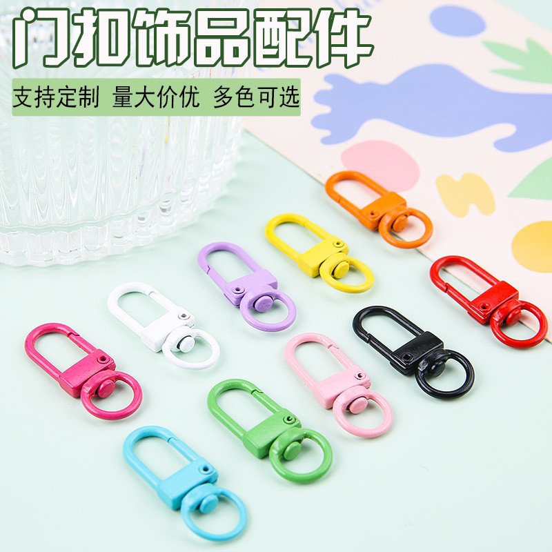 In-Stock Colored Zinc Alloy Painted U-Shaped Door Buckle Keychain DIY Jewelry Open Connection Ring Hardware Materials Wholesale