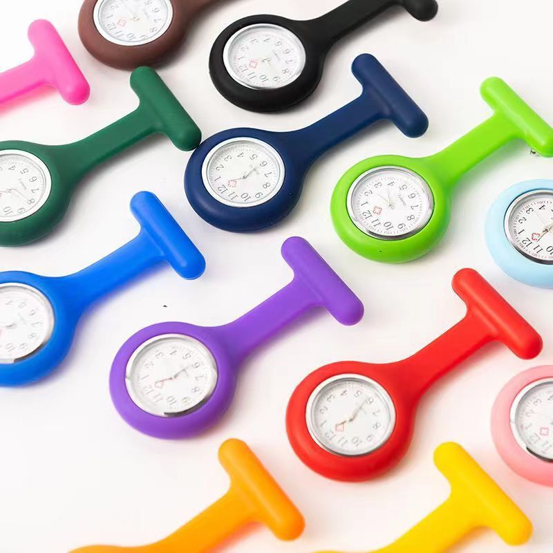 Foreign trade silicone nurse watch student pocket watch pin hanging watch manufacturer in stock can set logo men and women watch wholesale