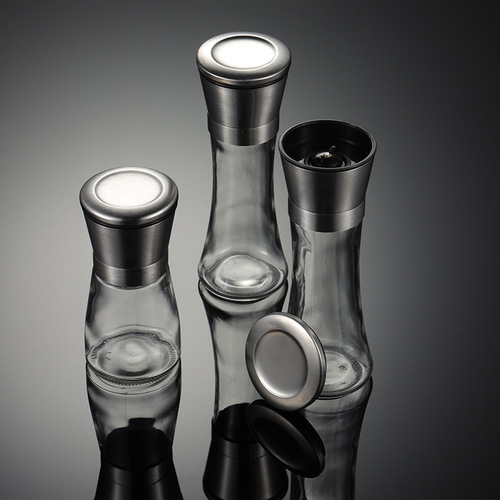 Aion 304 stainless steel pepper grinder kitchen manual grinding tool glass storage jar creative seasoning bottle
