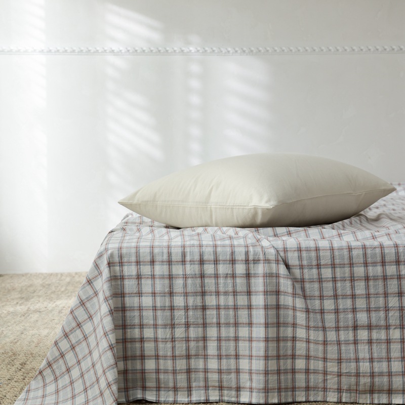 Nordic Minimalist Plaid Cotton Fitted Sheet For Single Bed_voghion.com
