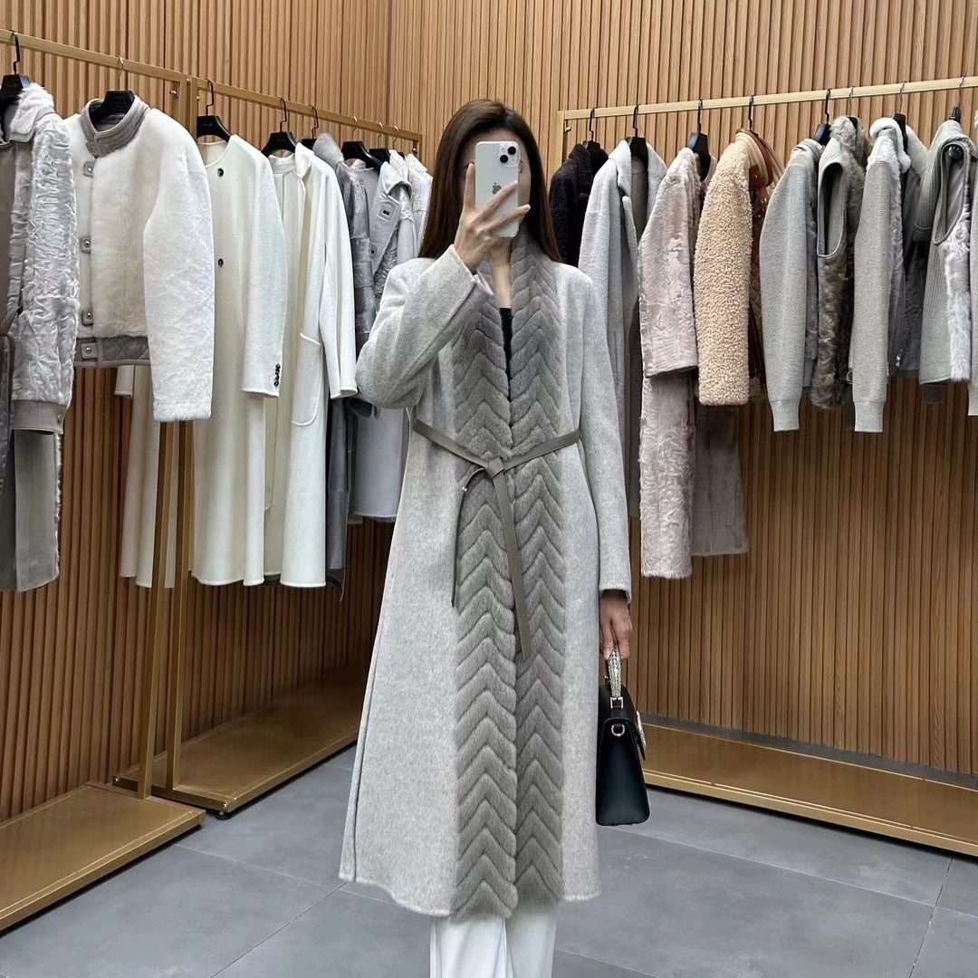 Demi-season import double-sided eating bib, cashmere elite woolen coat, jacket