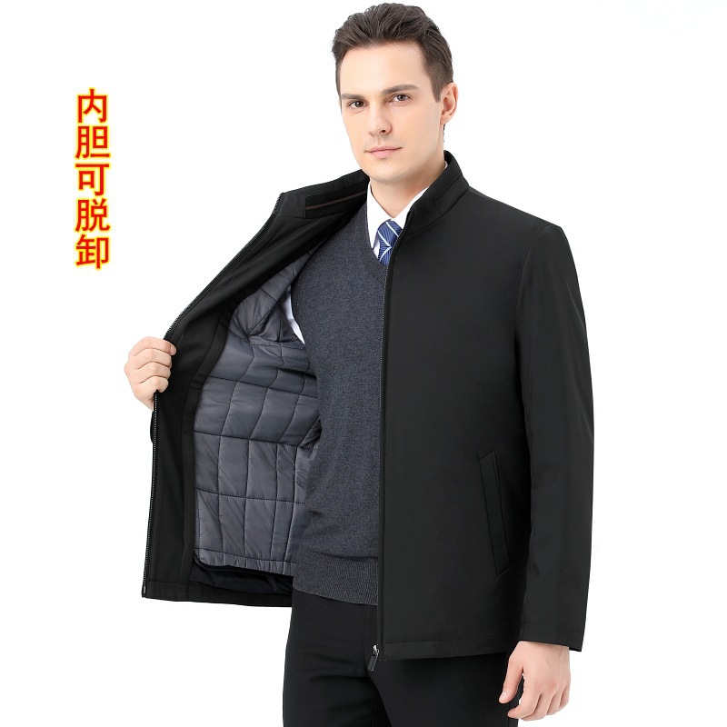 品牌新款立领中年男士棉衣秋冬季爸爸装休闲棉服加厚外套上衣代发
