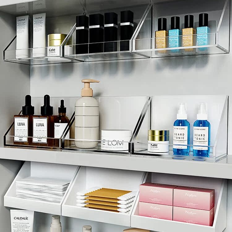 Built-In Shelf Bathroom Interior Wall-Mounted Toiletry Organizer Cosmetics Washbasin Mirror Cabinet Storage Box Bathroom Cabinet