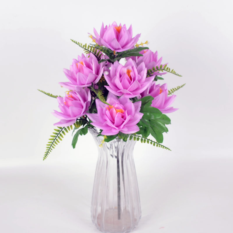 Nueva Lámpara de Loto Artificial, Flor Falsa de Guanyin, Decoración para el Hogar, Arreglo Floral de Plástico para Salón de Culto, Flor de Seda para Exhibición