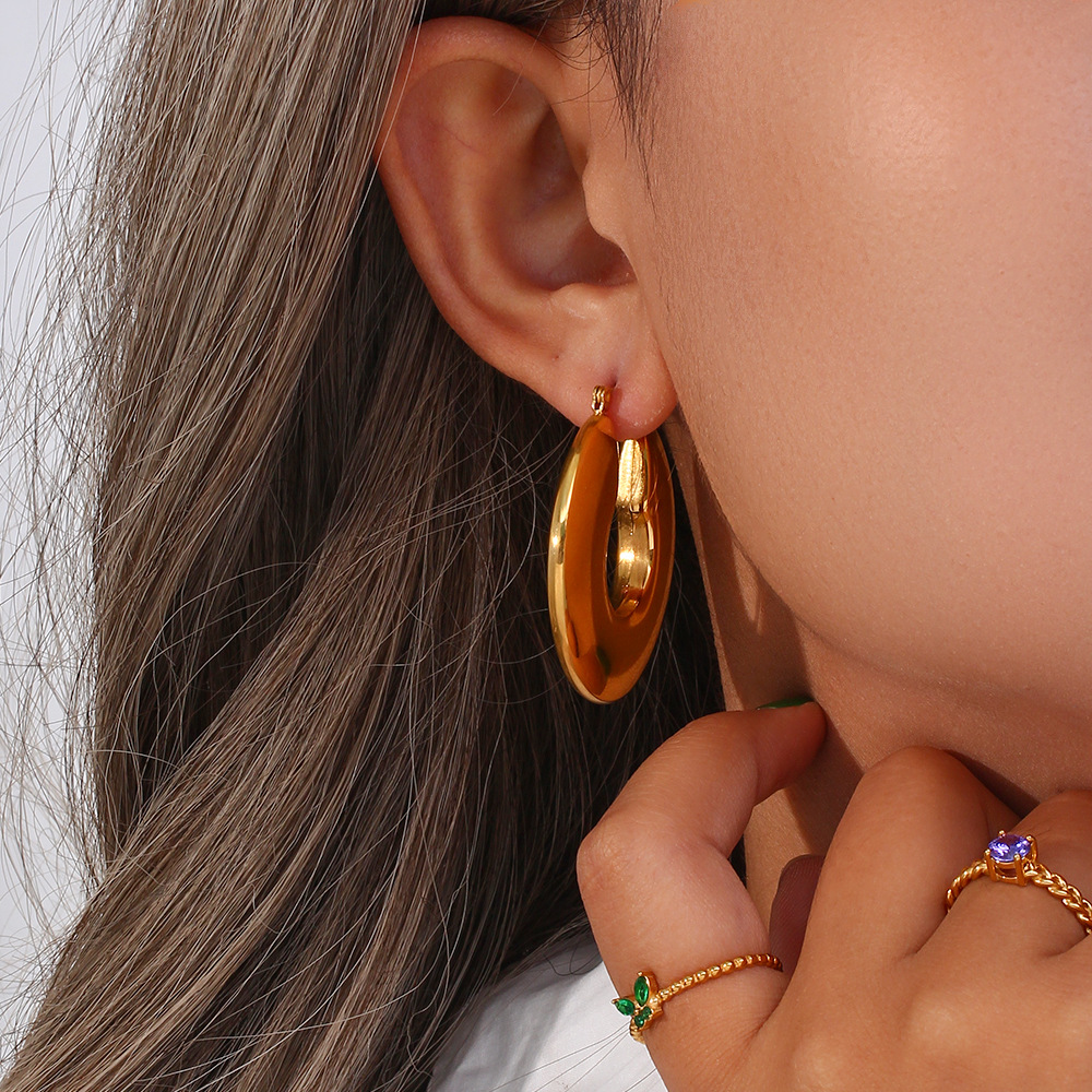 Retro Geometric Stainless Steel Earrings Plating Stainless Steel Earrings