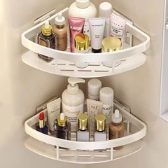 三角形のトイレ/バスルーム用壁掛け収納ラック、穴あけ不要、コーナー/トイレ/洗面所用収納棚、釘不要の収納グッズ