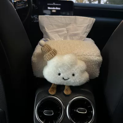 Box, Car Paper Bag, Car tissue box/set - yellow-hat-cloud-plush-armrest-box-tissue-box