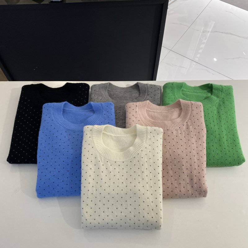 Korean style! 2026 autumn designer model, vintage artistic classic polka dot knit short-sleeve shirt Korean style! 2026 autumn designer model, vintage artistic classic polka dot knit short-sleeve shirt
