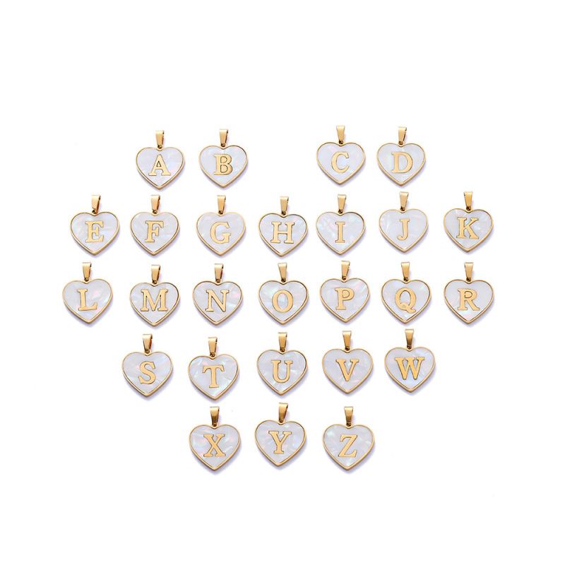 Foreign trade hot 22mm stainless steel shell-like letter jewelry love pendant diy necklace jewelry accessories manufacturers