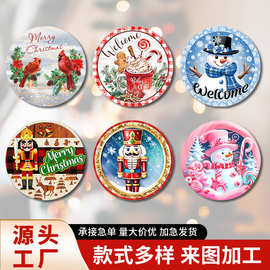 跨境新款卡通雪人木质标志欢迎悬挂门牌圣诞节日气氛墙面壁牌