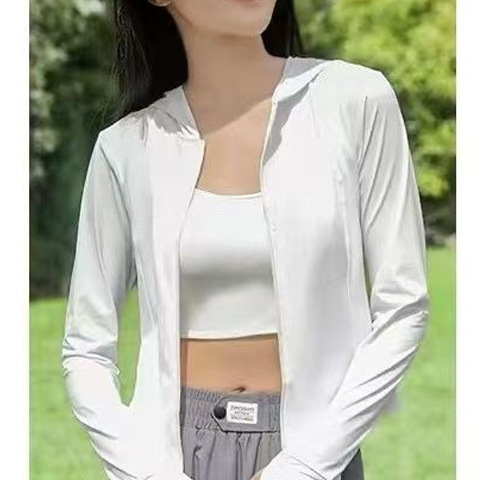 Chaqueta de Protección Solar Tacto Frío para Mujer de Poliéster con Cremallera para Verano