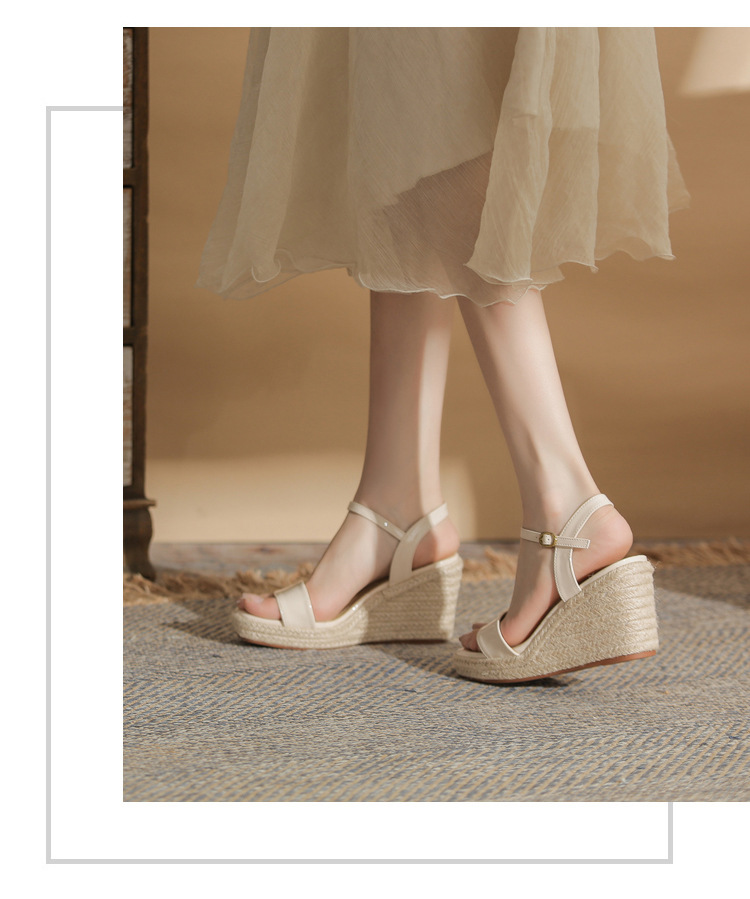 Sandal cao gót nữ hở mũi đế xuồng gót 9 cm — màu trắng ngà chi tiết 17