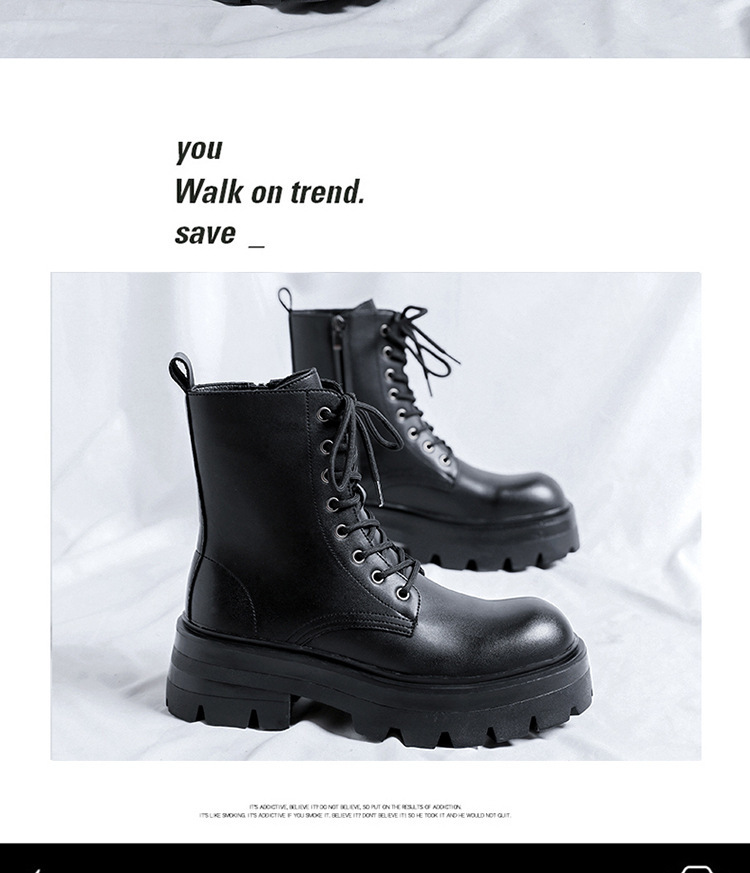 Bottes Martin à semelles épaisses pour hommes, bottes mi-hautes de style britannique, chaussures décontractées en cuir pour hommes, bottes à la mode 7368-R_voghion.com