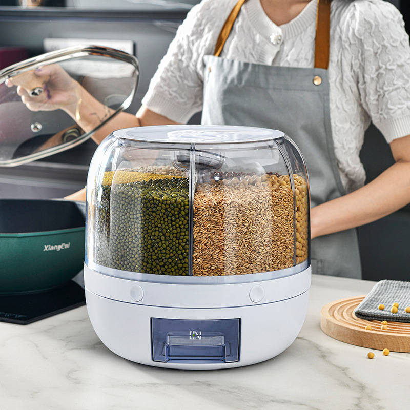 Rotating Grain Storage Box Separated Sealed Rice Bucket Insect Proof Kitchen Grain Grain Storage Tank Food Grade