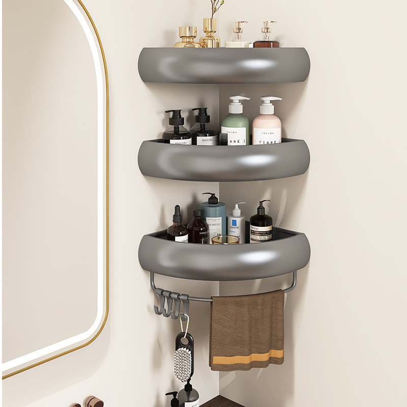 High-Looking Bathroom Storage Rack Without Punching Holes, Bathroom Triangle Basket, Toilet Washbasin Wall Storage Corner Shelf