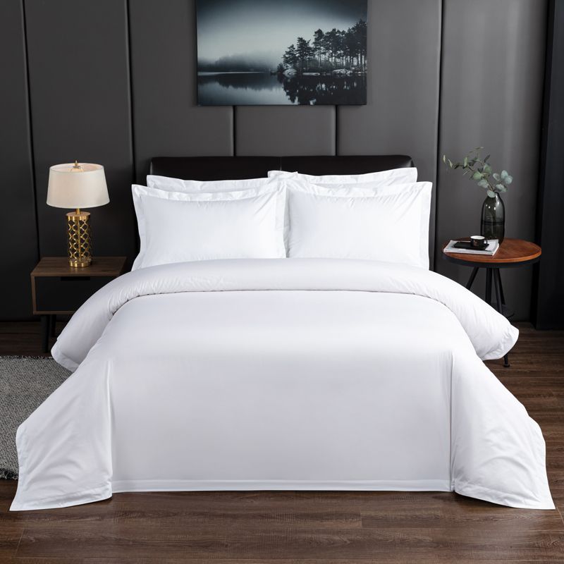 五星級賓館酒店床上用品布草純棉白色床單被套四件套民宿三件套