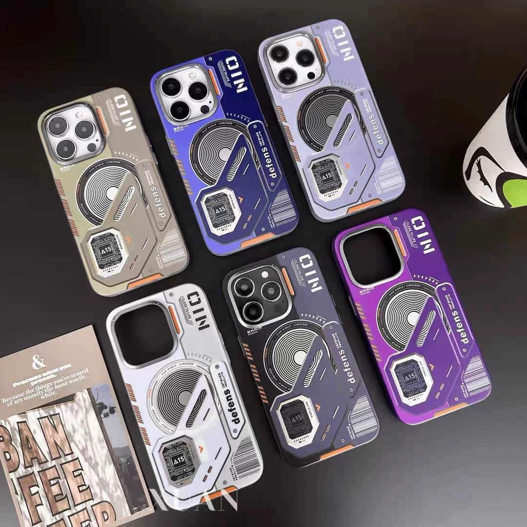 Применяет iPhone16promax чехол для телефона новый технологический смысл механический магнитный притяжение яблоко 15 матовый защитный чехол 14