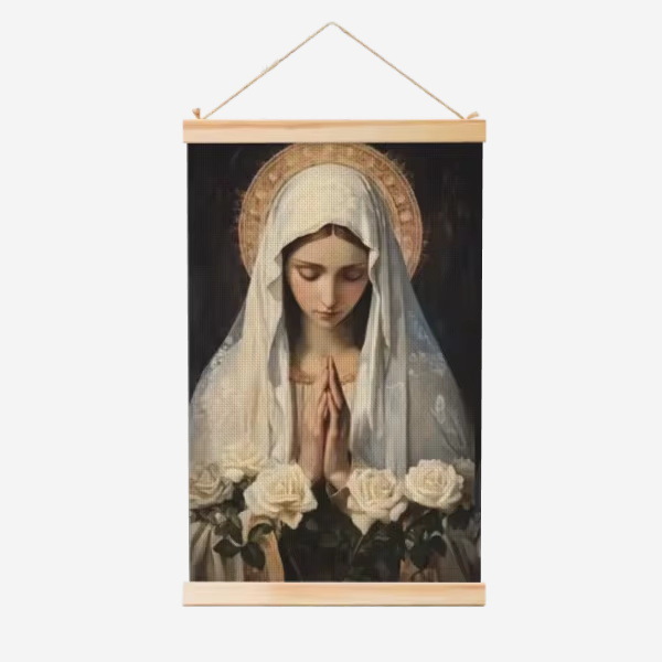 Guadalupe Nuestra Señora de la fábrica de carteles de rollo de madera sólida cuelga pinturas de comercio exterior suministro de almacenamiento Temu