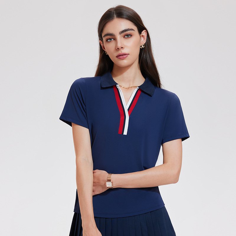 Camiseta deportiva de color de alta gama, ropa de tenis de mujer, polo de mangas cortas, golf, secado rápido, chaqueta transpirable