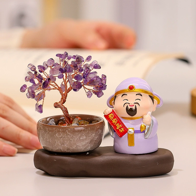 Креативные украшения для офисного стола, маленькая сказочная фея на удачу, рабочее место, кристаллическая денежная роща «Бог богатства»