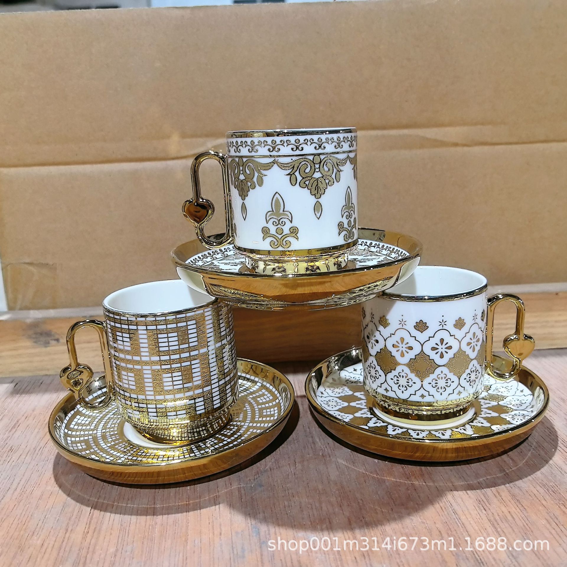 Creativo 6 tazas 6 platos recto galvanizado cerámico tazas de café pequeñas tazas de plato tazas de plato set tamaño de té de la tarde regalos set de té