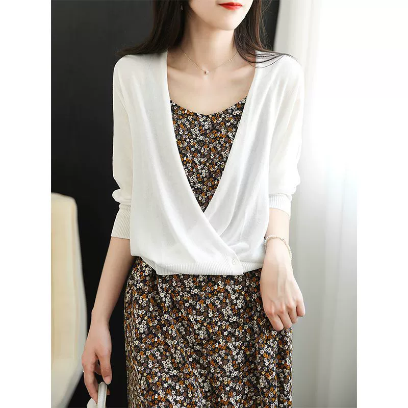 Knitted summer thin cardigan, oversize, sun protection