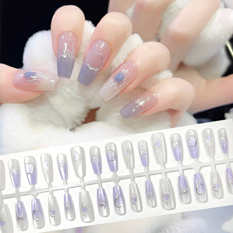 White Ins Style Long Wearing Armor Gold-plated Lilac Gradual Cat's Eye Nail Art Patch