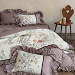 法式小清新全棉印花斜纹棉四件套蕾丝花边荷叶边花卉被套床上用品