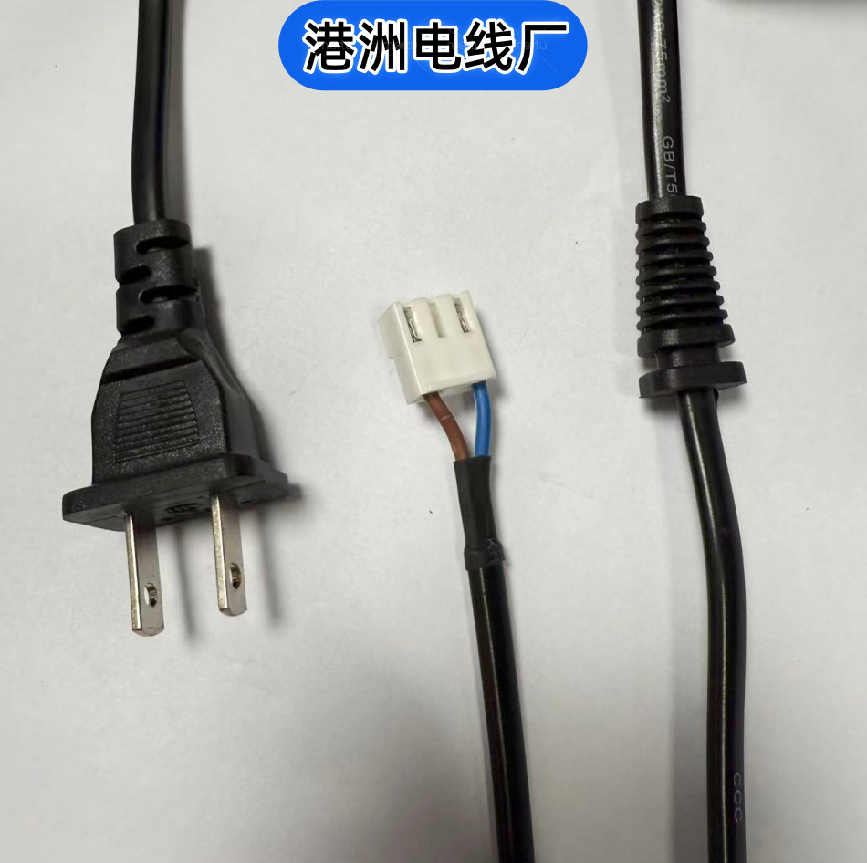 国标美标两插电源线AC纯铜线两扁插带6*9卡尾带3.96端子