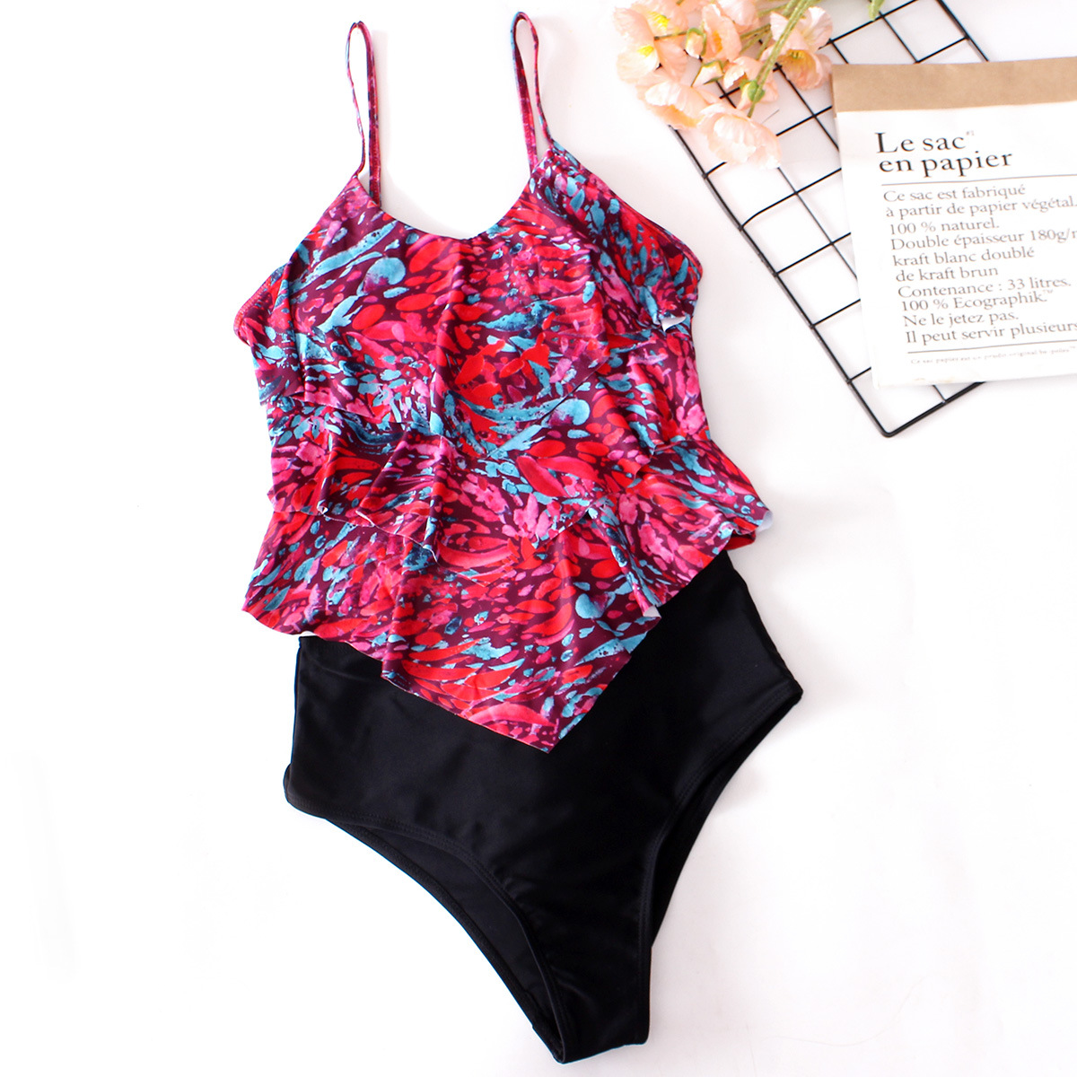 2022 New European And American Bikini  Swimsuit Women&#39;s Sexy Swimwear Sling Print Split High Waist Bikini display picture 2