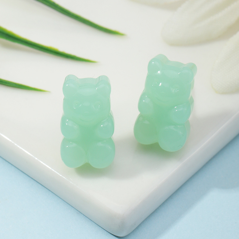 Fashion Korean New Candy Color Resin Cute Bear Earrings display picture 5