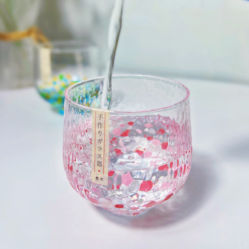 Japanese Yachiyojia hand-painted colorful dot starry sky cup Japanese glass water cup hammered whiskey cup tea cup sake cup